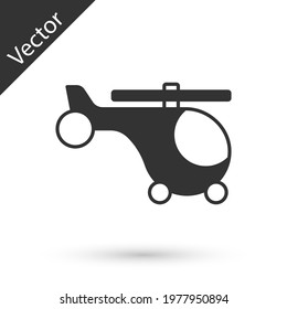 Grey Helicopter aircraft vehicle icon isolated on white background.  Vector