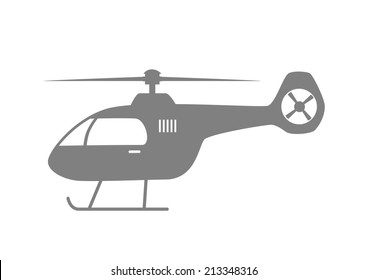 Grey helicopter icon on white background