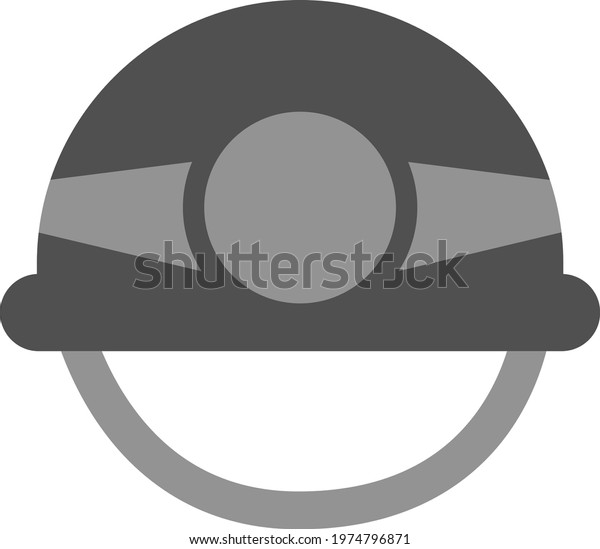 Grey helmet, icon illustration, vector on
white background
