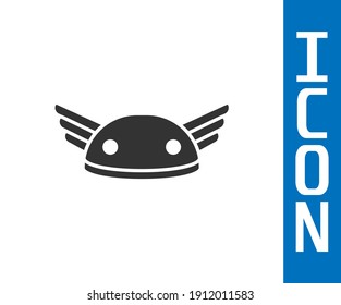 Grey Helmet With Wings Icon Isolated On White Background. Greek God Hermes.  Vector