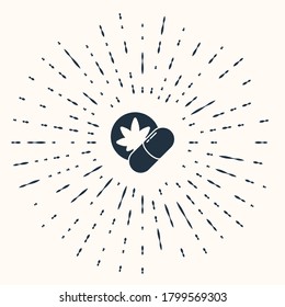 Grey Herbal ecstasy tablets icon isolated on beige background. Abstract circle random dots. Vector Illustration