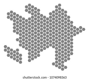 Grey hexagon Azerbaijan Map. Vector geographic map in grey color on a white background. Vector composition of Azerbaijan Map combined of hexagonal elements.