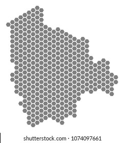 Grey hexagon Bolivia Map. Vector geographic map in gray color on a white background. Vector mosaic of Bolivia Map designed of hexagonal elements.