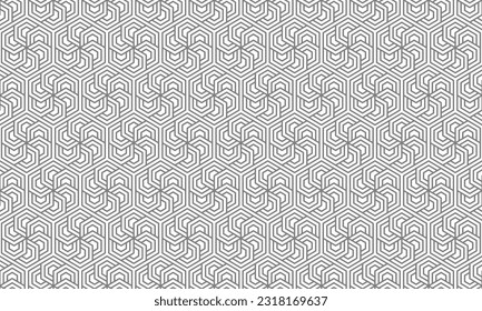 Grey Hexagon geometric seamless pattern. Vector Repeating Background.