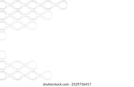 Grey hexagon on white background vector.