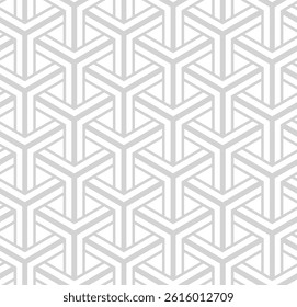Grey hexagon seamless pattern on white background. Repeating grey pattern.