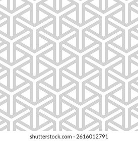 Grey hexagon seamless pattern on white background. Repeating grey pattern.
