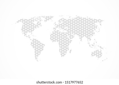 Grey hexagon world map vector illustration flat design.