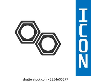 Grey Hexagonal metal nut icon isolated on white background.  Vector Illustration