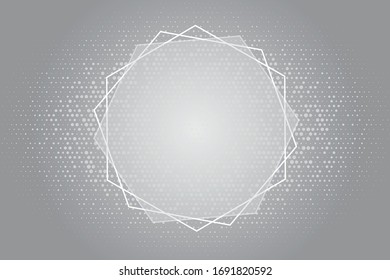 banner hexagonal gris con diseño de fondo gráfico puntos.