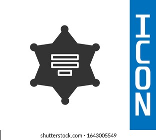Grey Hexagram sheriff icon isolated on white background. Police badge icon.  Vector Illustration