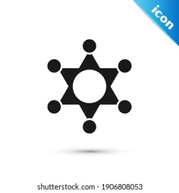 Grey Hexagram sheriff icon isolated on white background. Police badge icon.  Vector