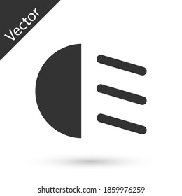 Grey High beam icon isolated on white background. Car headlight. Vector.