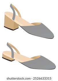 Grey high and flat  heel sandal. vector illustration