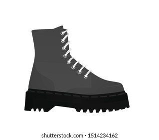 Grey high heel lace boot. vector