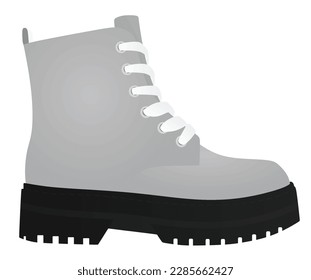 Grey  high heel lace boot. vector