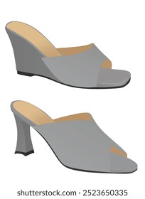 Grey high  heel sandal. vector illustration