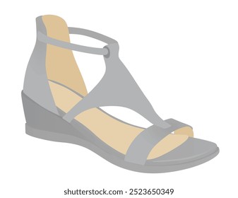  Grey high  heel sandal. vector illustration
