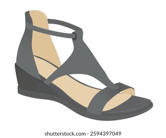  Grey high  heel sandal. vector illustration