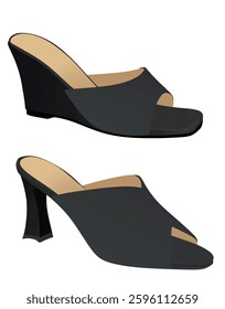 Grey high  heel sandal. vector illustration