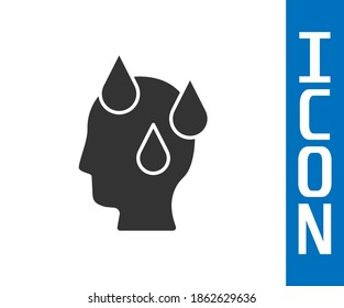 Gris Alta temperatura corporal humana o conseguir un icono de fiebre aislado sobre fondo blanco. Enfermedad, frío, síntoma de gripe.  Vector