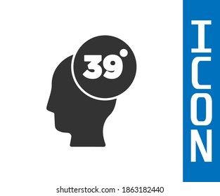 Grey High human body temperature or get fever icon isolated on white background. Disease, cold, flu symptom.  Vector