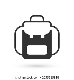 Grey Hiking backpack icon isolated on white background. Camping and mountain exploring backpack.  Vector