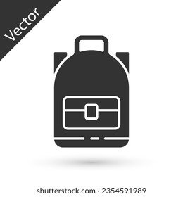 Grey Hiking backpack icon isolated on white background. Camping and mountain exploring backpack.  Vector Illustration