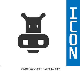 Grey Hippo or Hippopotamus icon isolated on white background. Animal symbol.  Vector