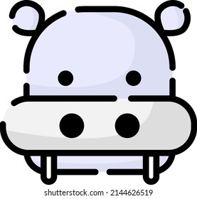 Grey hippo, illustration, vector on a white background.