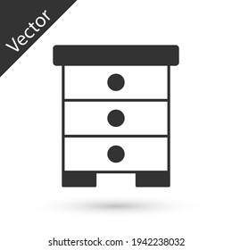 Grey Hive for bees icon isolated on white background. Beehive symbol. Apiary and beekeeping. Sweet natural food. Vector