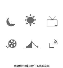 grey hobby icon set