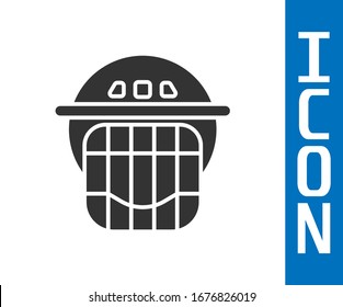 Grey Hockey helmet icon isolated on white background.  Vector Illustration