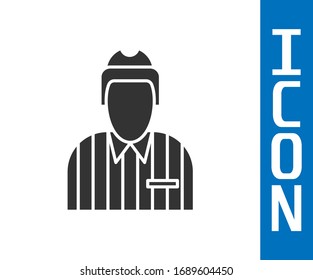 Grey Hockey judge, referee, arbiter icon isolated on white background.  Vector Illustration