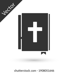 Grey Holy bible book icon isolated on white background. Vector.