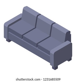 Grey home sofa icon. Isometric of grey home sofa vector icon for web design isolated on white background