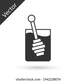 Grey Honey dipper stick icon isolated on white background. Honey ladle. Vector