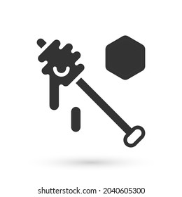 Grey Honey dipper stick icon isolated on white background. Honey ladle.  Vector