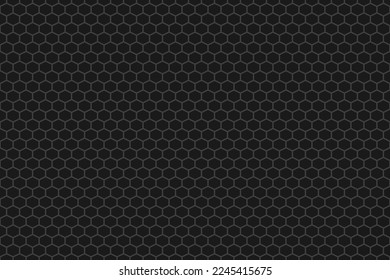Grey honeycomb convex hexagon seamless pattern on dark background. Simple Vector. 