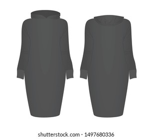 Grey hoodie dress. vector illustration