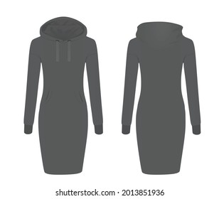 Grey hoodie dress. vector illustration