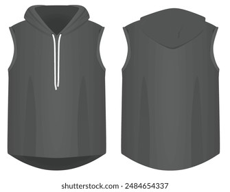 Grey hoodie top tank. vector illustration