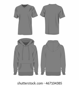 Grey Hoodie Tshirt Isolated Vector Set Stock Vector (Royalty Free ...