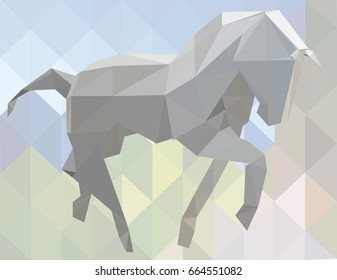 Grey horse low poly