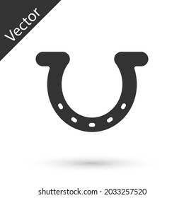 Grey Horseshoe icon isolated on white background.  Vector