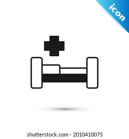 Grey Hospital bed icon isolated on white background.  Vector