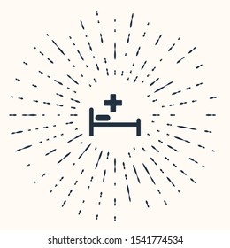 Grey Hospital Bed with Medical symbol of the Emergency - Star of Life icon isolated on beige background. Abstract circle random dots. Vector Illustration