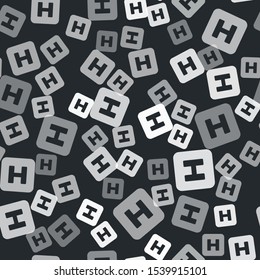 Grey Hospital sign icon isolated seamless pattern on black background.  Vector Illustration