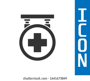 Grey Hospital signboard icon isolated on white background.  Vector Illustration