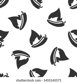 Grey Hot chili pepper pod icon isolated seamless pattern on white background. Design for grocery, culinary products, seasoning and spice package, cooking book. Vector Illustration